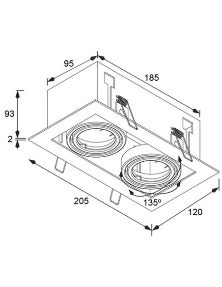 Lámpara de techo empotrable 3009 - Conalux - Lámpara con 2 focos orientables Lámpara de techo empotrable 3009 - Conalux - Lámpara con 2 focos orientables