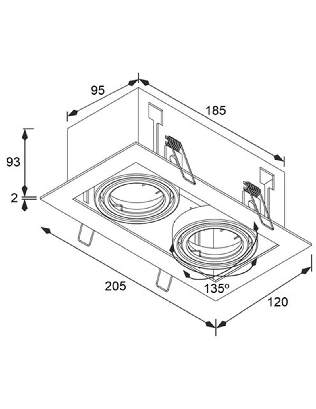 Lámpara de techo empotrable 3009 - Conalux - Lámpara con 2 focos orientables Lámpara de techo empotrable 3009 - Conalux - Lámpara con 2 focos orientables