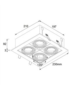 Lámpara de techo empotrable - Conalux - Lámpara cuadrada con 4 focos orientables 2