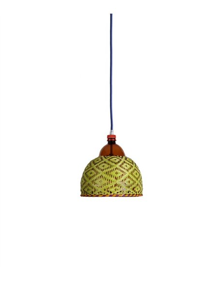 Lámpara colgante Eperara-Siapidara Single S-A - PET Lamp - Lámpara artesanal verde, fibra natural