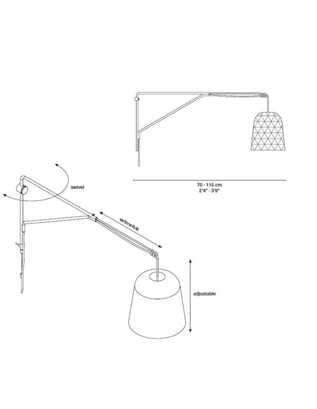 Aplique de pared Pikul Wall - PET Lamp - Diseño colgante con pantalla de fibra natural de bambú