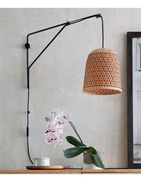 Aplique de pared Pikul Wall - PET Lamp - Diseño colgante con pantalla de fibra natural de bambú