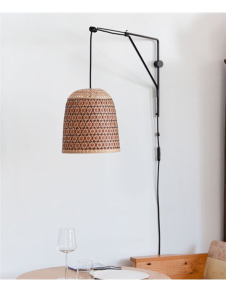 Aplique de pared Pikul Wall - PET Lamp - Diseño colgante con pantalla de fibra natural de bambú