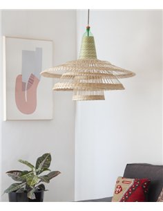 Lámpara colgante Chimbarongo Single Triple - PET Lamp - Lámpara artesanal con 3 pantallas de fibras naturales