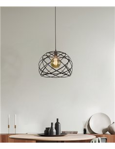 Lámpara colgante Bellona - ACB - Lámpara de metal oscuro con bombilla visible
