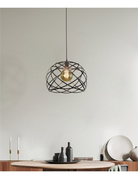 Lámpara colgante Bellona - ACB - Lámpara de metal oscuro con bombilla visible