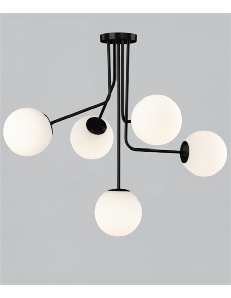 Lámpara colgante Parma - ACB - Lámpara de techo estilo vintage, 5 luces bola, metal oro viejo