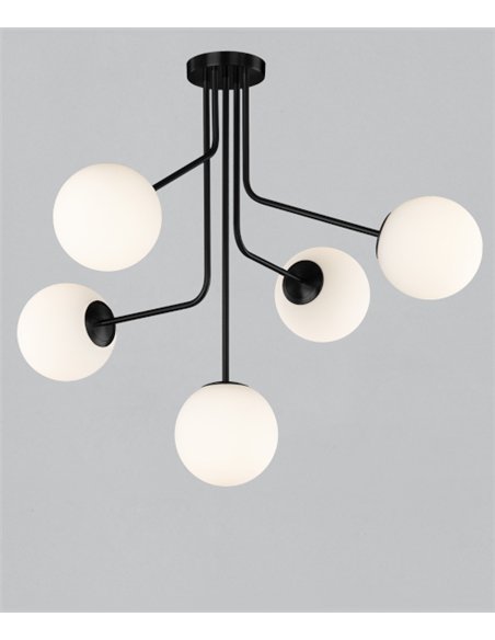 Lámpara colgante Parma - ACB - Lámpara de techo estilo vintage, 5 luces bola, metal oro viejo