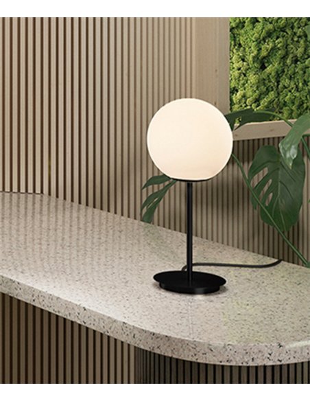 Lámpara de mesa Parma – ACB – Lámpara tipo bola en oro viejo, Altura: 41 cm