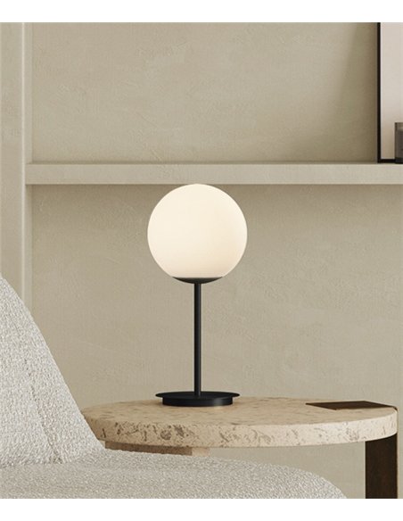 Lámpara de mesa Parma – ACB – Lámpara tipo bola en oro viejo, Altura: 41 cm