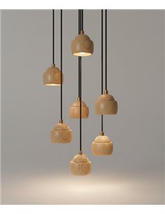 Lámpara colgante Txapela - Pedret Lighting - Lámpara de roble oscuro o claro