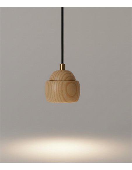 Lámpara colgante Txapela - Pedret Lighting - Lámpara de roble oscuro o claro