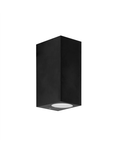 Aplique de pared de exterior Kubo – FORLIGHT – Lámpara en 2 tamaños, Acabado negro, GU10 IP44, Apto para ambientes salinos