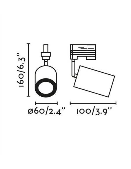 Proyector de carril trifásico Stan - Faro - Lámpara moderna orientable