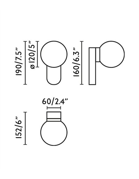 Aplique de pared Mabe - Faro - Lámpara para baño, tipo bola