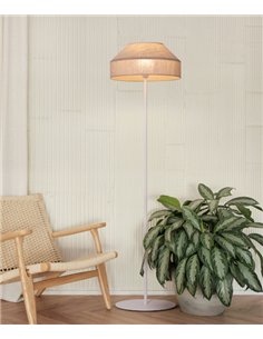 Lámpara de pie Rizzo - Massmi - Lámpara blanca con pantalla de lino natural
