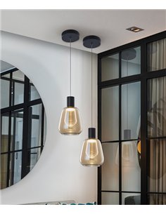 Lámpara colgante Carisa - Schuller - Pantalla de cristal ámbar