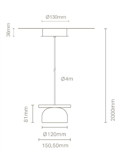 Lámpara colgante Belle Single Dome - Nexia - Pantalla semicircular