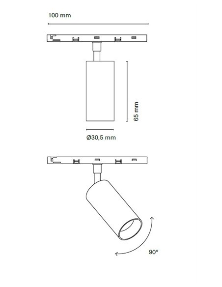 Foco de carril 48V Mini Spotlight - Nexia - Proyector orientable negro
