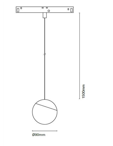 Lámpara colgante de carril 48V - Nexia - Lámpara bola de vidrio opal