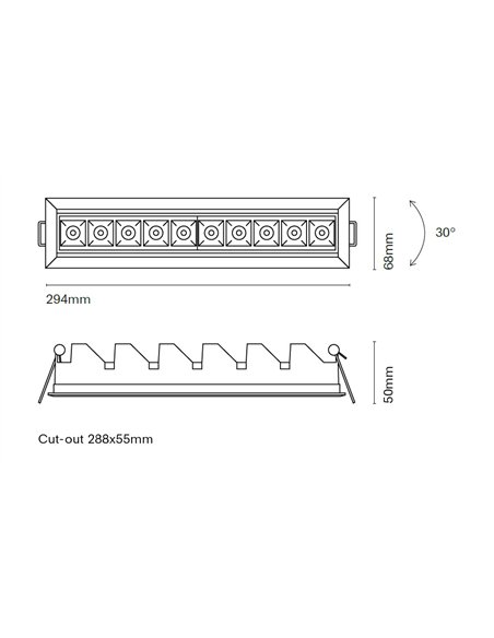 Foco de techo empotrable Boxet Ajustable - Nexia - Lámpara lineal con 10 luces