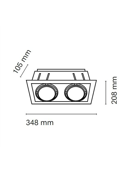 Foco de techo empotrable Kardan L - Nexia - Diseño cuadrado con 2 módulos