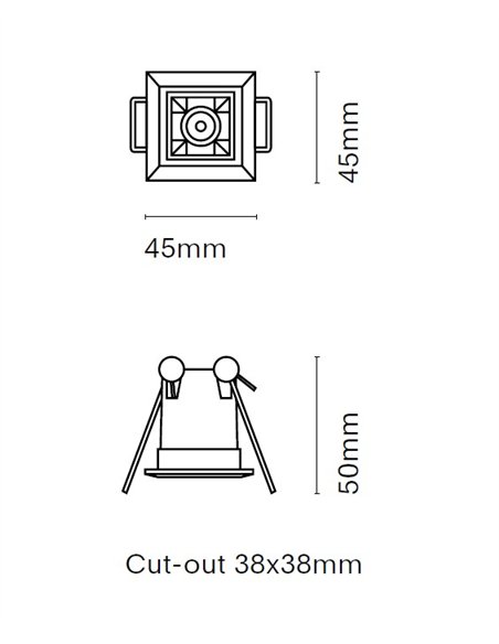 Downlight de techo Boxet - Nexia - Foco empotrable cuadrado