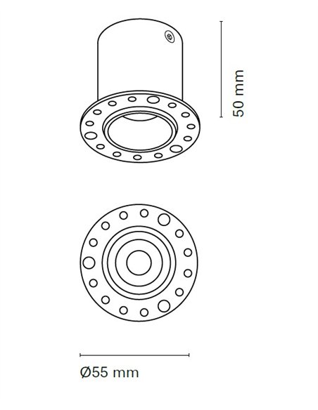 Foco de techo empotrable Tolva Mini Trimless - Nexia - Downlight sin marco, IP44, Ø 3.9 cm