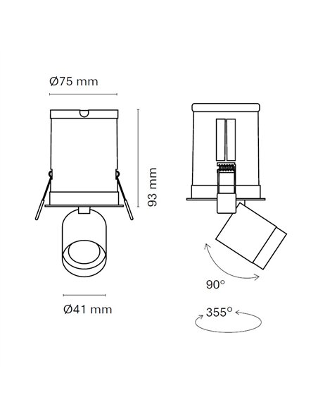 Proyector de techo empotrable Paw - Nexia - Convertible en downlight empotrado