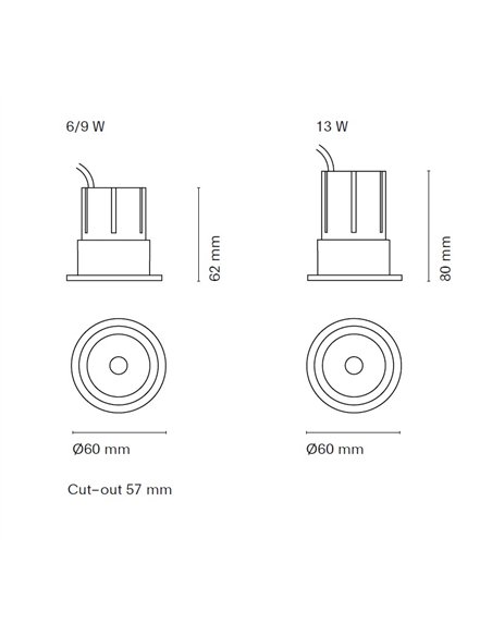 Foco de techo empotrable Tolva S - Nexia - Downlight LED, Ø 9 cm
