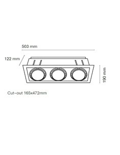 Foco de techo empotrable Kardan L - Nexia - Diseño cuadrado con 3 módulos 2