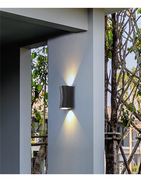 Aplique de pared Helio - Iberlamp - Lámpara de exterior antracita, doble iluminación