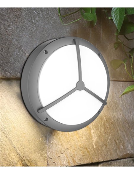 Aplique de pared de exterior Mercedes - Iberlamp - Lámpara redonda en antracita
