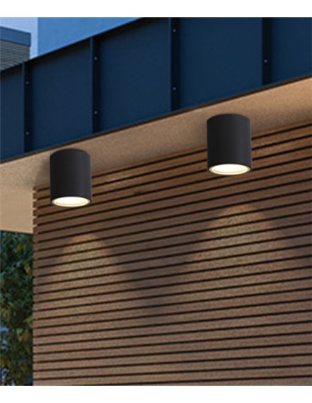 Plafón de exterior Porto - Iberlamp - Diseño cilíndrico antracita