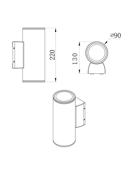 Aplique de pared Fox - Iberlamp - Lámpara de exterior, doble iluminación
