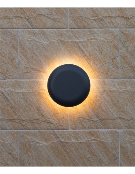 Aplique de pared de exterior Ova - Iberlamp - Lámpara minimalista redonda, Ø 19 cm