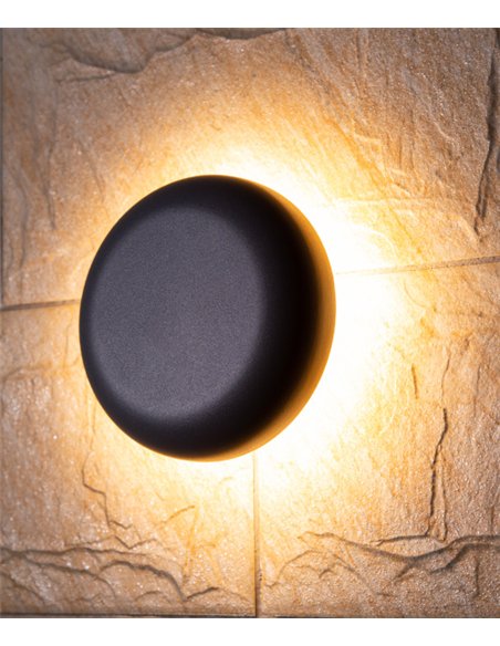 Aplique de pared de exterior Ova - Iberlamp - Lámpara minimalista redonda, Ø 19 cm