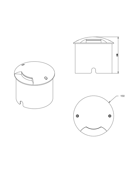 Empotrable de suelo Mijas - Iberlamp - Diseño redondo de aluminio antracita, Ø 16 cm