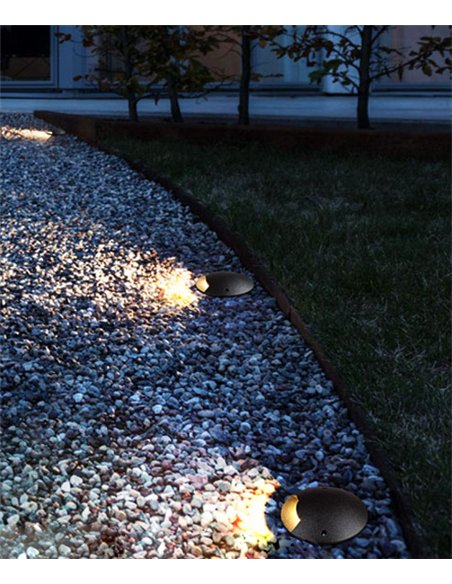 Empotrable de suelo Mijas - Iberlamp - Diseño redondo de aluminio antracita, Ø 16 cm