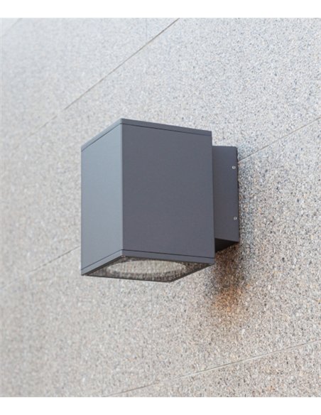 Aplique de pared Tower - Iberlamp - Lámpara cúbica de exterior, antracita