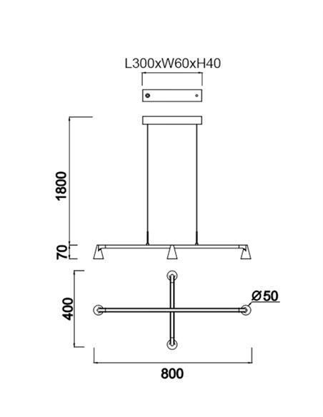 Lámpara colgante África - Mantra - Lámpara negra con 4 luces