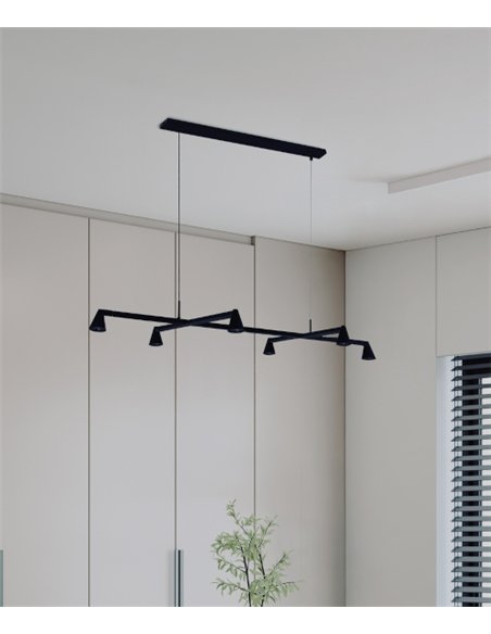 Lámpara colgante África - Mantra - Lámpara horizontal negra con 6 luces