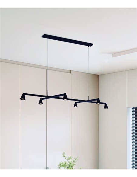 Lámpara colgante África - Mantra - Lámpara horizontal negra con 6 luces