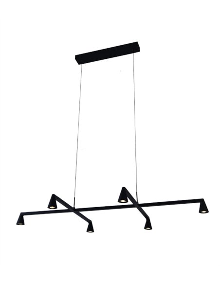 Lámpara colgante África - Mantra - Lámpara horizontal negra con 6 luces