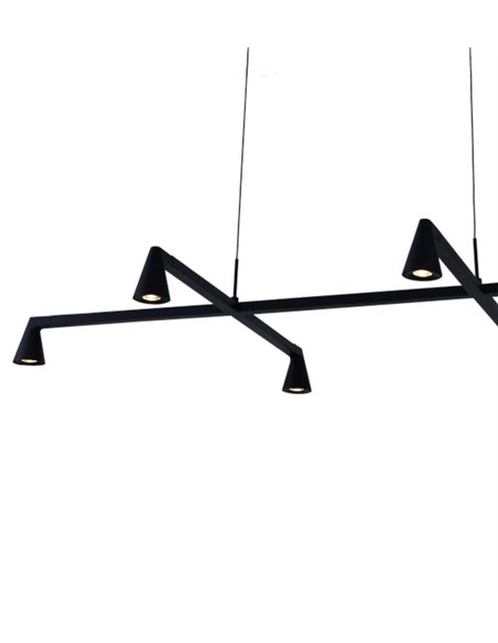 Lámpara colgante África - Mantra - Lámpara horizontal negra con 6 luces