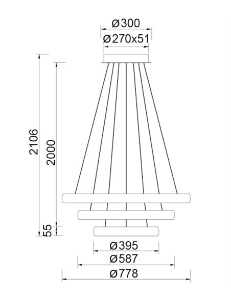 Lámpara colgante Flats - Mantra - Lámpara LED de diseño con triple aro luminoso
