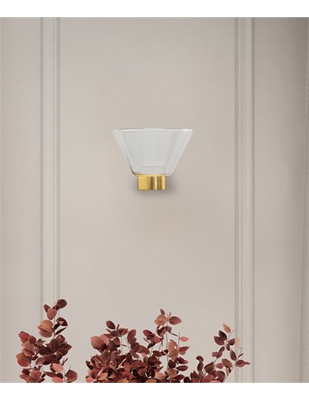 Aplique de pared New York - Mantra - Lámpara de cristal con base dorada