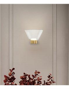 Aplique de pared New York - Mantra - Lámpara de cristal con base dorada