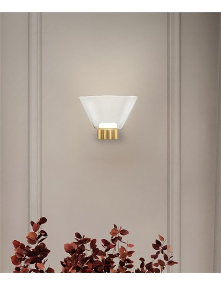 Aplique de pared New York - Mantra - Lámpara de cristal con base dorada