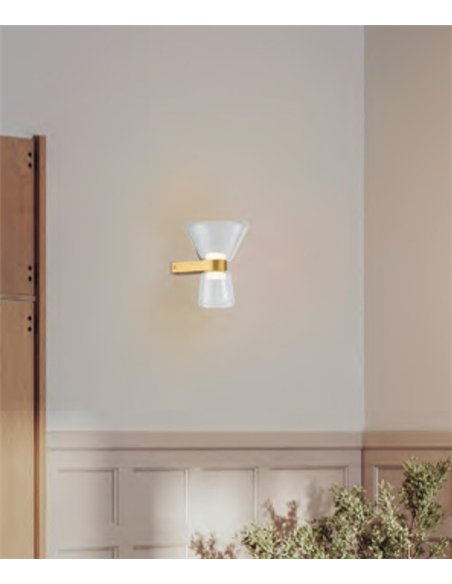 Aplique de pared New York - Mantra - Lámpara moderna con 2 pantallas cónicas de vidrio